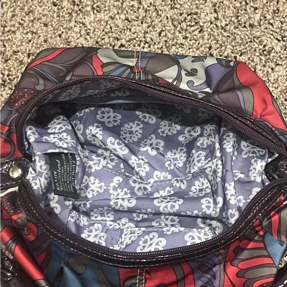 Kathy Van Zeeland Y2K Hobo Boho Red Black Purple Floral Fabric Gem Accents Bag - Picture 10 of 10